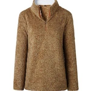 Long Sleeve 1/4 Zip Up Faux Fleece Pullover Hoodie